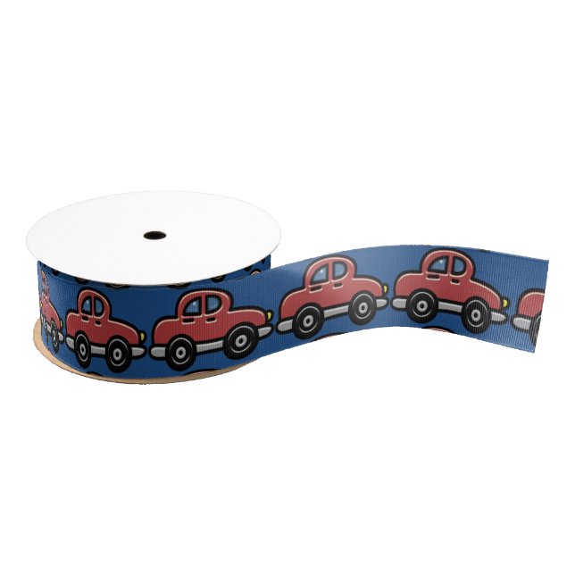 Retro Hard-Top Cars (Marsala Red) Grosgrain Ribbon (Spool)