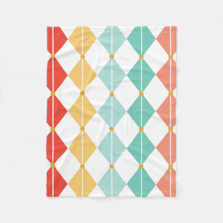 Retro Harlequin Diamond Seamless Pattern Fleece Blanket