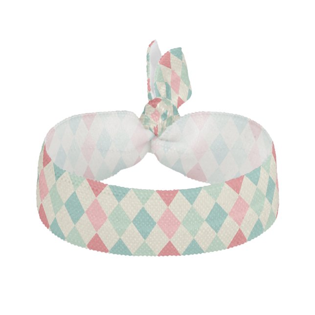 Retro Harlequin Geometric Pattern Elastic Hair Tie (Front)