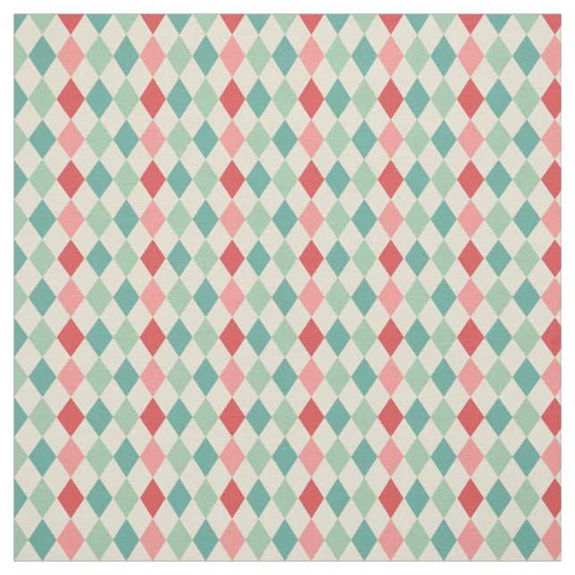 Retro Harlequin Geometric Pattern Fabric (Swatch)