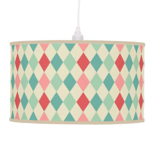 Retro Harlequin Geometric Pattern Hanging Lamp
