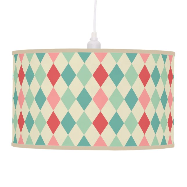 Retro Harlequin Geometric Pattern Hanging Lamp (Front)