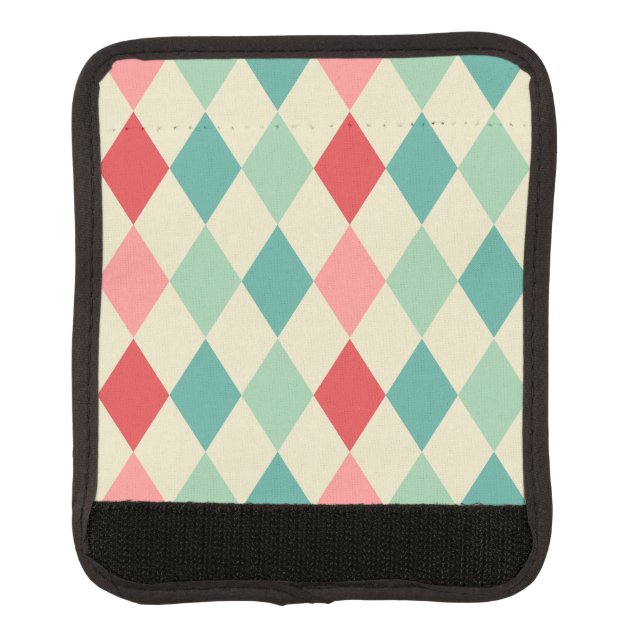 Retro Harlequin Geometric Pattern Luggage Handle Wrap (Front)