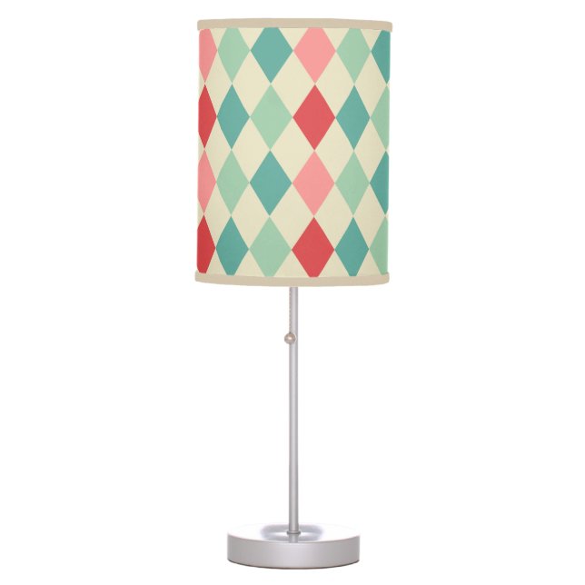 Retro Harlequin Geometric Pattern Table Lamp (Front)