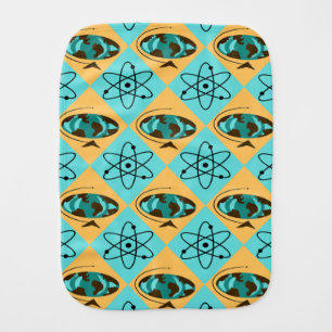 Retro Harlequin Globe Trotter Baby Burp Cloth