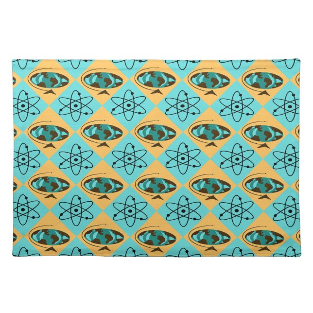 Retro Harlequin Globe Trotter Cloth Placemat (Front)