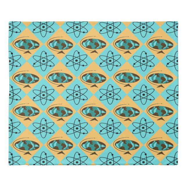 Retro Harlequin Globe Trotter Duvet Cover (Back)