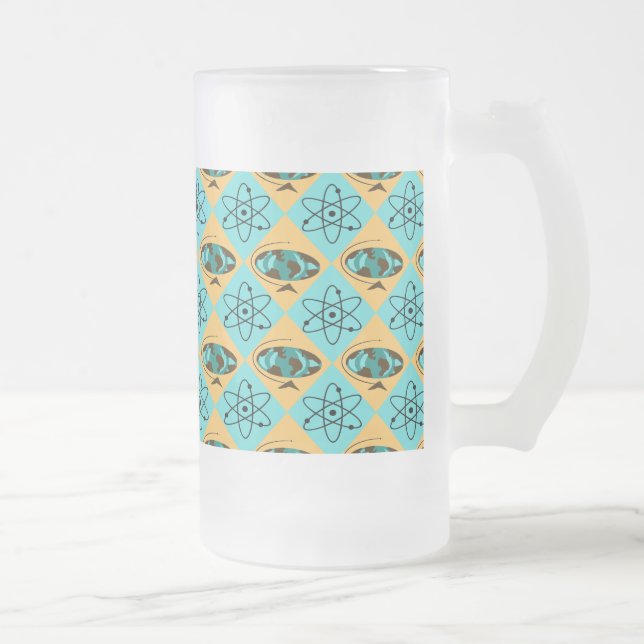 Retro Harlequin Globe Trotter Frosted Glass Mug (Right)