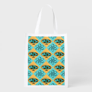 Retro Harlequin Globe Trotter Reusable Grocery Bag