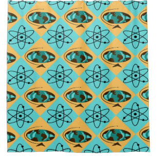 Retro Harlequin Globe Trotter Shower Curtain