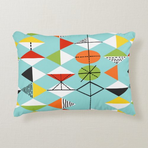 Retro Harlequin Pattern Accent Pillow