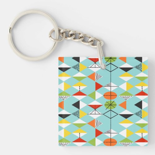 Retro Harlequin Pattern Acrylic Keychain