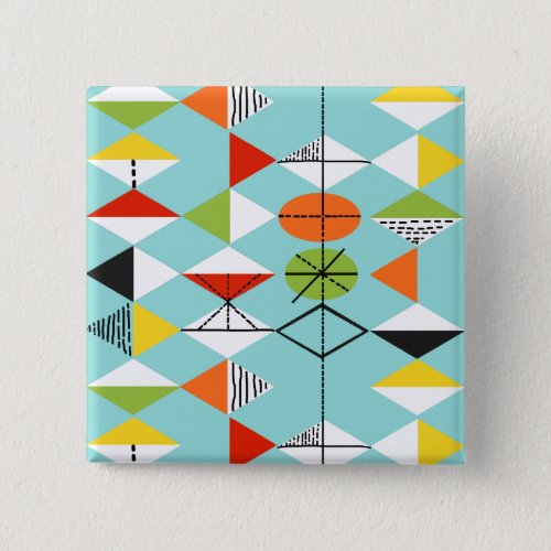 Retro Harlequin Pattern Button