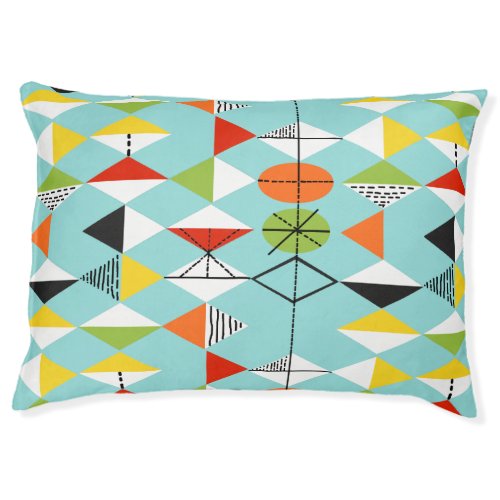 Retro Harlequin Pattern Dog Bed