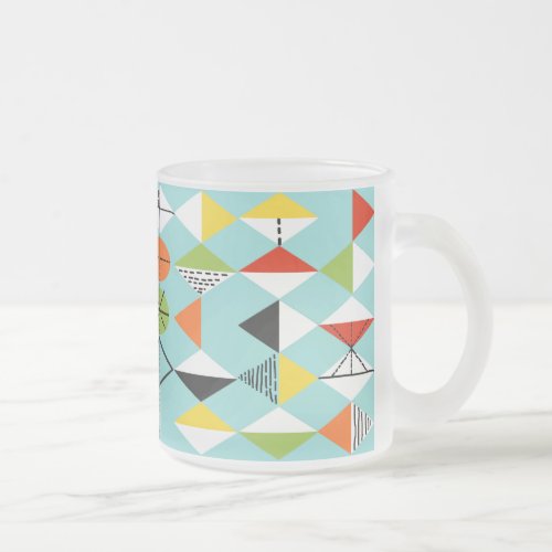 Retro Harlequin Pattern Frosted Glass Mug