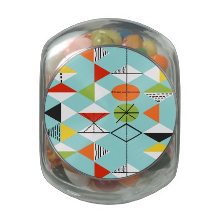 Retro Harlequin Pattern Glass Candy Jar