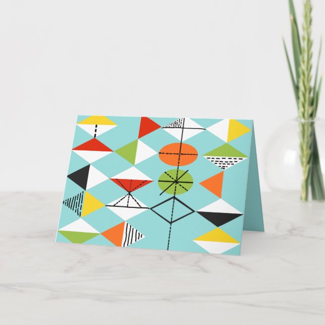 Retro Harlequin Pattern Greeting Card (Front)