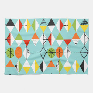 Retro Harlequin Pattern Kitchen Towel