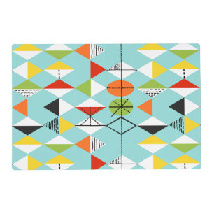 Retro Harlequin Pattern Laminated Placemat