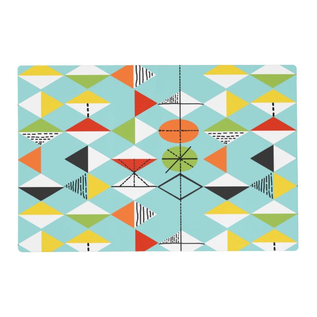 Retro Harlequin Pattern Laminated Placemat (Front)