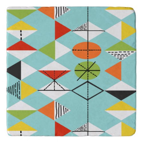 Retro Harlequin Pattern Marble Stone Trivet