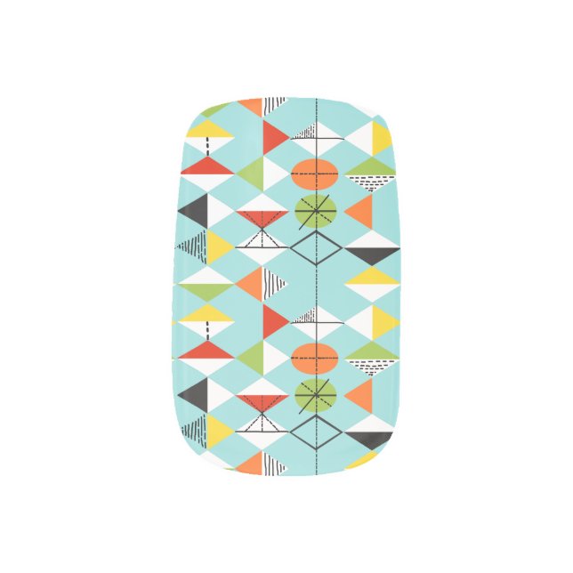 Retro Harlequin Pattern Minx Nail Art (Left Thumb)