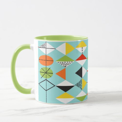 Retro Harlequin Pattern Ringer Mug