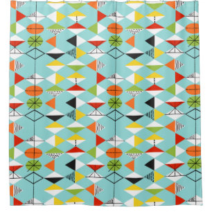 Retro Harlequin Pattern Shower Curtain