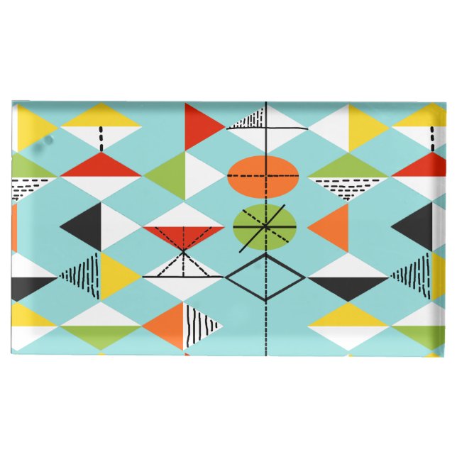 Retro Harlequin Pattern Table Card Holder (Front)