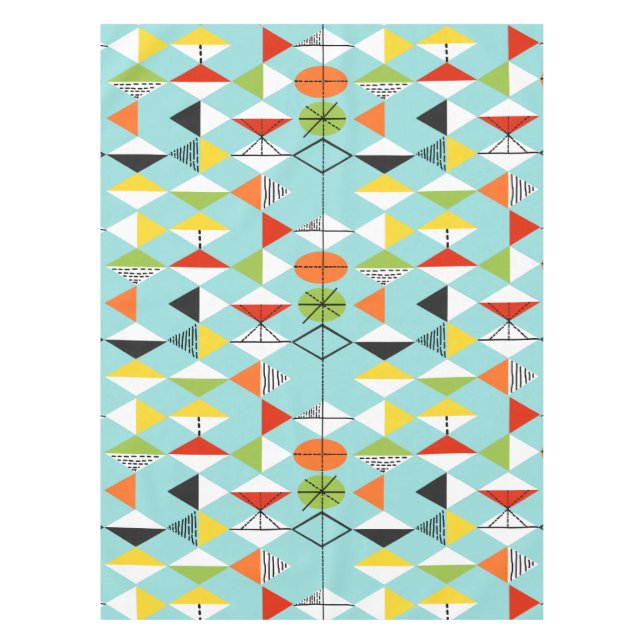 Retro Harlequin Pattern Tablecloth (Front)