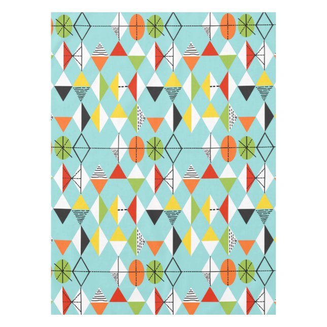 Retro Harlequin Pattern Tablecloth (Front)