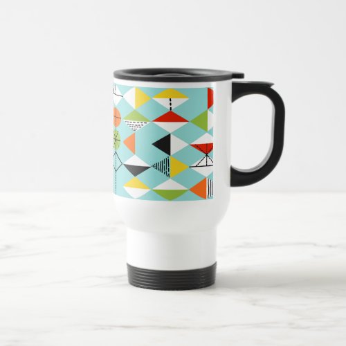 Retro Harlequin Pattern Travel Mug