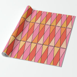 Retro Harlequin Vintage Pink Geometric Pattern Wrapping Paper