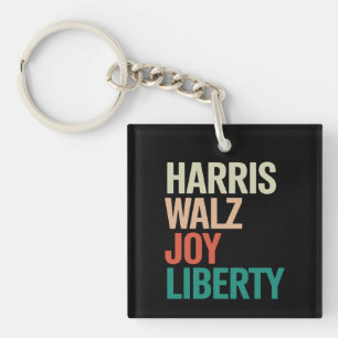 Retro Harris Waltz 2024 Harris Walz Joy Liberty Keychain