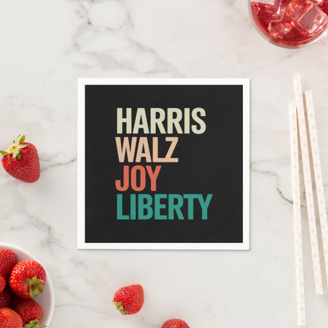 Retro Harris Waltz 2024 Harris Walz Joy Liberty Napkins (Insitu)