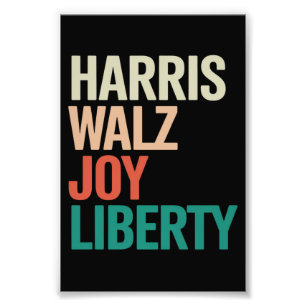Retro Harris Waltz 2024 Harris Walz Joy Liberty Photo Print