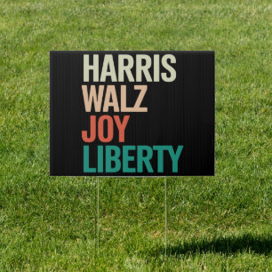 Retro Harris Waltz 2024 Harris Walz Joy Liberty Sign