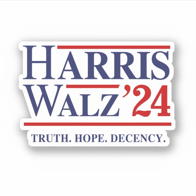 Retro Harris Walz '24 - Truth Hope Decency Sticker (Front)