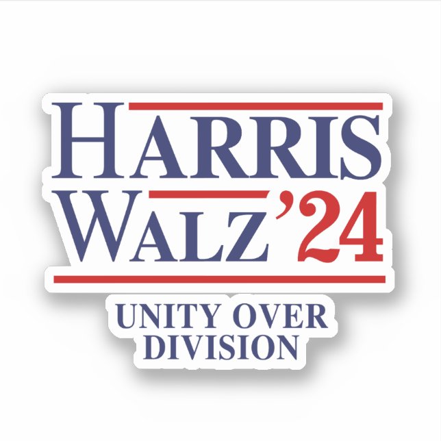 Retro Harris Walz '24 - Unity over Division Sticker (Front)