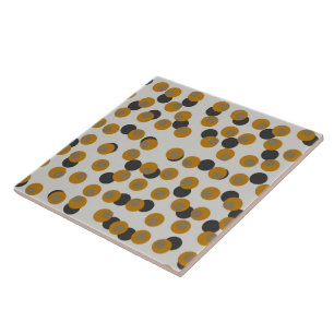 Retro Harvest Gold Mid-Century Dots Ceramic Tile