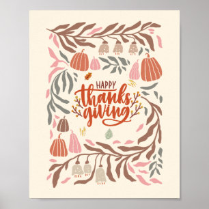 Retro Harvest Happy Thanksgiving  Poster