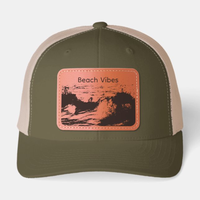 retro hat, leather leather patch hat (Front)