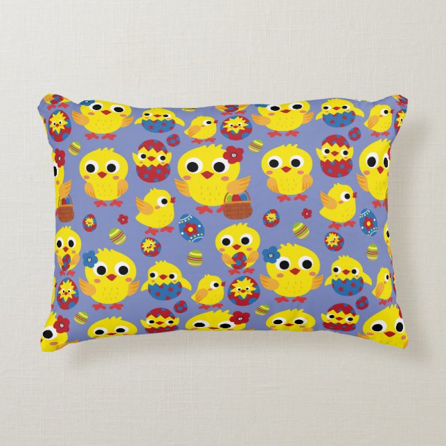Retro Hatch Easter Eggs Accent Pillow (Front)