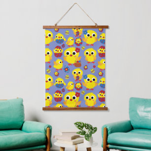 Retro Hatch Easter Eggs Hanging Tapestry