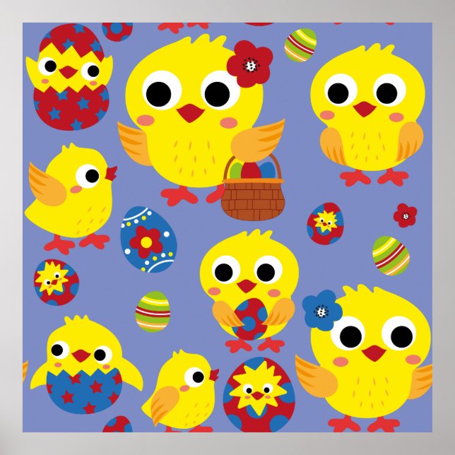 Retro Hatch Easter Eggs Poster (Front)