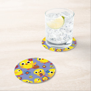 Retro Hatch Easter Eggs Round Paper Coaster