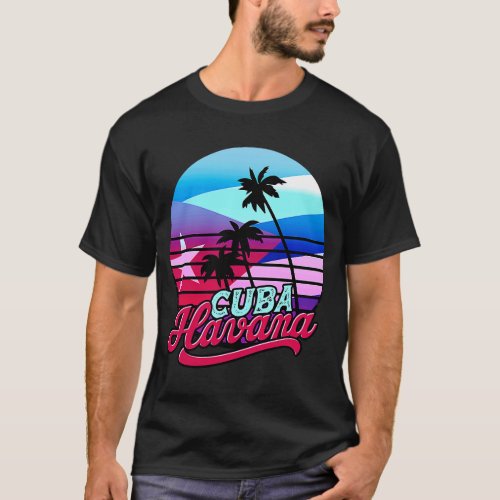 Retro Havana Cuba Caribbean Cuban  Caribbean Sea C T_Shirt