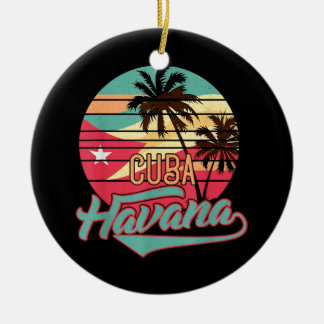 Retro Havana Cuba Tee Vintage Ceramic Ornament