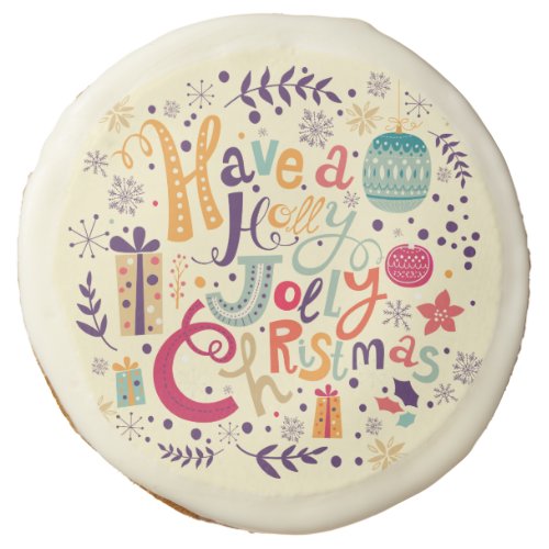 Retro Have A Holly Jolly Christmas Sugar Cookie