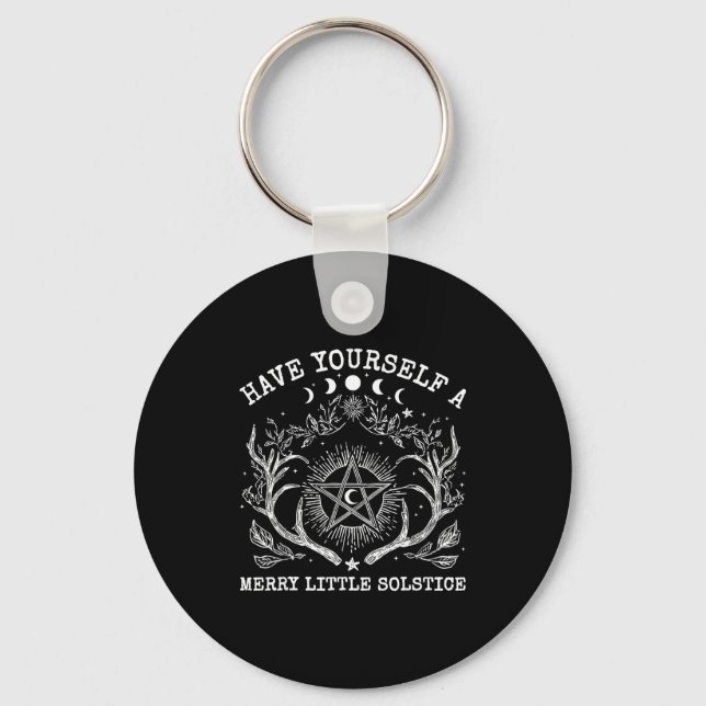 Retro Have Yourself A Merry Little Solstice Yule C Keychain (Front)